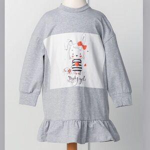 Bunny Print gray dress long sleeves size 7 years